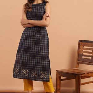 Navy Blue Cotton Kurta